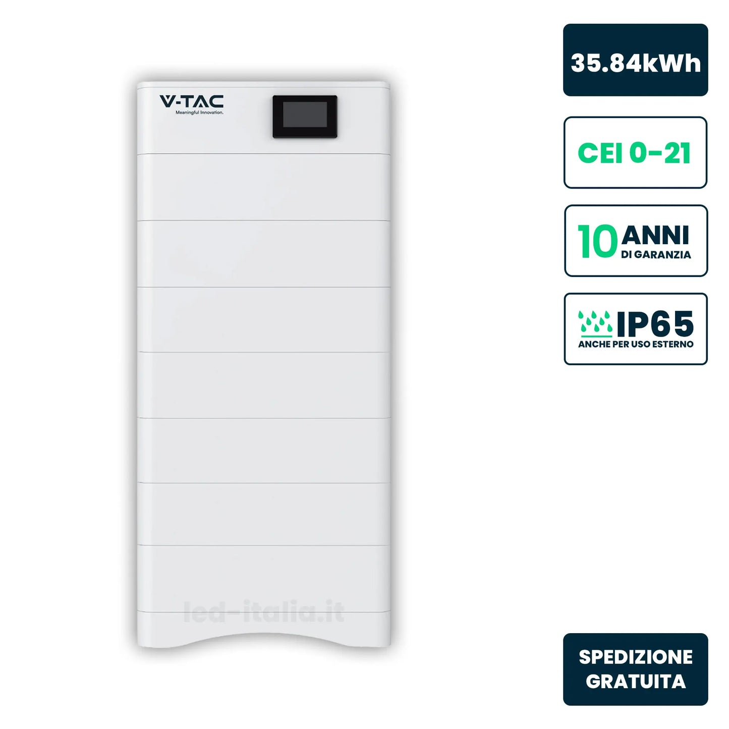 Kit di Accumulo HV 35.84kWh LFP 358.4V 100Ah 50A Bianco CEI 0-21 IP65