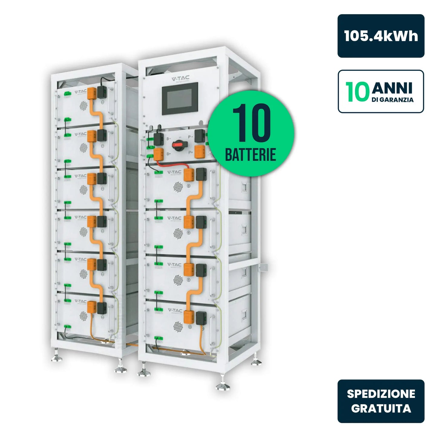 Kit di Accumulo Rack HV 105.4kWh LFP 512V 206Ah 100A Bianco