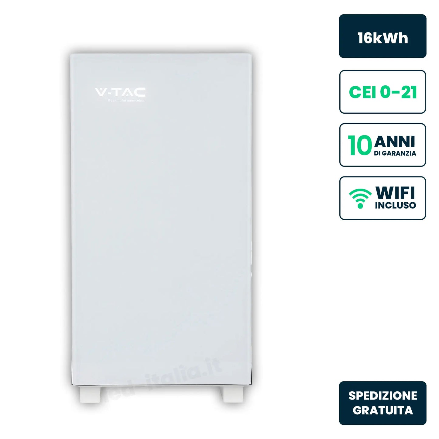 Batteria di Accumulo LV 16.07kWh LFP 51.2V 314Ah 150A WiFi Bianca CEI 0-21
