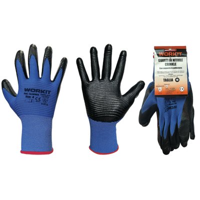 GUANTO NITRILE CRINKLE NERO WORKIT - MAGLIA LEGGERA SINTETICO BLU 11