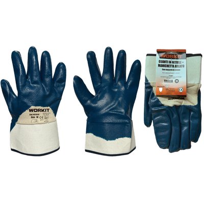 GUANTO NBR BLU AREATO WORKIT - TELA COTONE BIANCO + MANICHETTA 10
