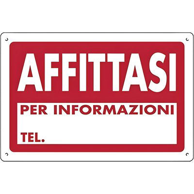 TARGA SEGNALETICA AFFITTASI - PP CM 30X20