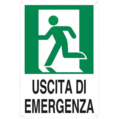 TARGA SEGNALETICA USCITA EMERGENZA SX - PP CM 20X30