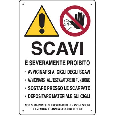 TARGA SEGNALETICA ATTENZIONE SCAVI - PP CM 40X60