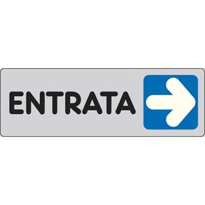 TARGA SEGNALETICA ADESIVA ENTRATA DX - VINILE CM 15X5