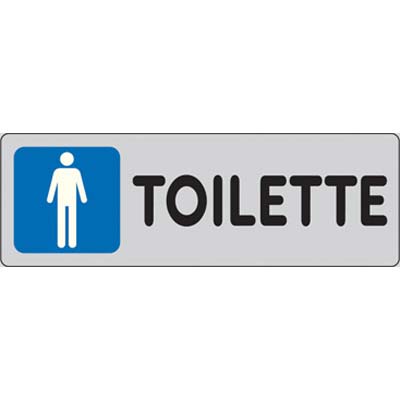 TARGA SEGNALETICA ADESIVA TOILETTE UOMO - VINILE CM 15X5