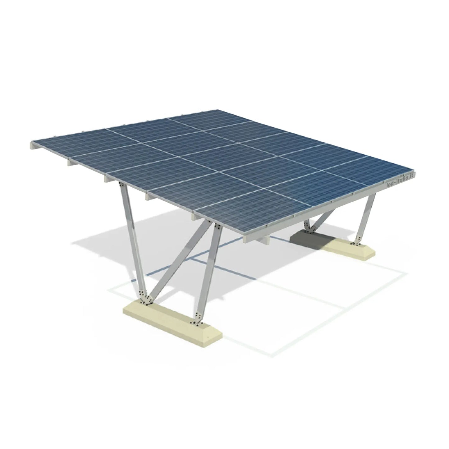 Struttura in Alluminio per Carport Fotovoltaico, 1-2 Posti Auto, fino a 15 Pannelli Solari
