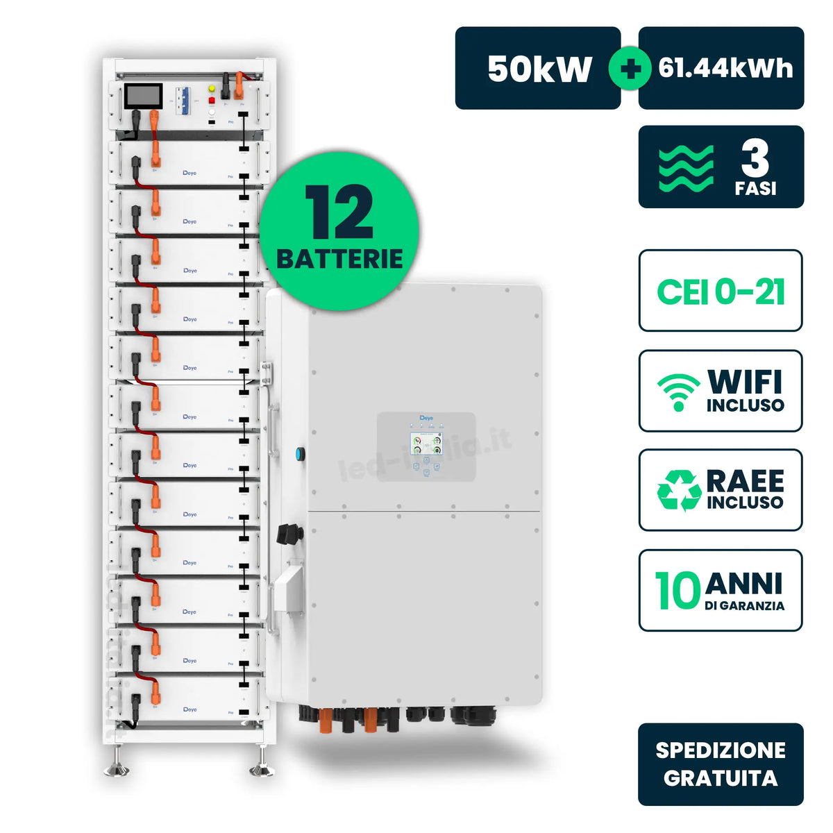Deye 50kW Hybrid Inverter And Deye 60kWh Battery IP20 In Door 10YRS Warranty BOS-G PRO