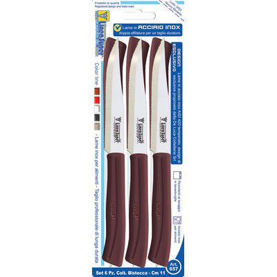 COLTELLO BISTECCA SUPER DE LUCA - MANICO PLT MARRONE/INOX CM 11 CF=PZ 6