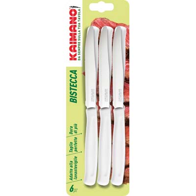 COLTELLO BISTECCA DINAMIK KAIMANO - MANICO PLT BIANCO/INOX CM 11,5 CF=PZ 6