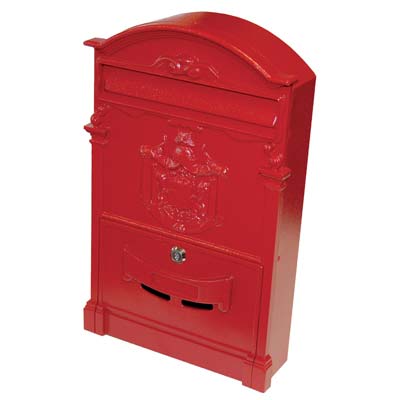 CASSETTA POSTA REGIA EFFE - ALLUMINIO PRESSOFUSO ROSSO MM 260X90 H.MM 410