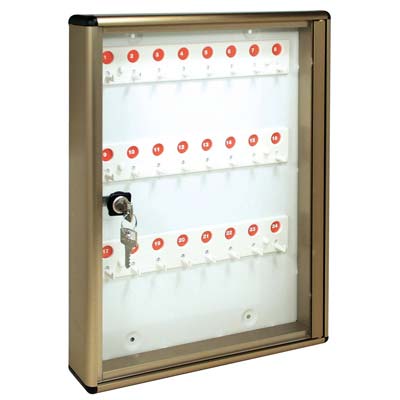 BACHECA PORTA CHIAVI ALUBOX - ALLUMINIO BRONZATO CHIAVI 24 MM 300X50 H.MM 400