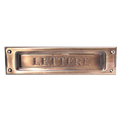 BUCALETTERE POSTA DA APPLICARE - OTTONE BRONZO SPAZZOLATO MM 235X60