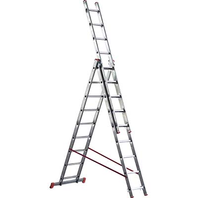 SCALA PARALLELA 3 RAMPE ORANGE 3 MARCHETTI - ALLUMINIO EN 131 H.CM 295/660 PIOLI 3X11