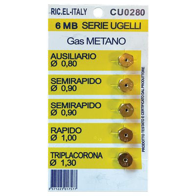 UGELLI RICAMBIO X FORNELLI GAS METANO - OTTONE CF=PZ 5