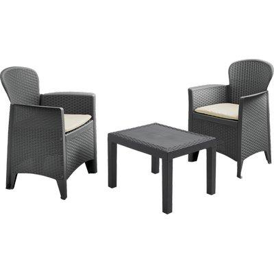 SET RATTAN BALCONY AKITA PROGARDEN - PP ANTRACITE CF=PZ 3 + CUSCINI