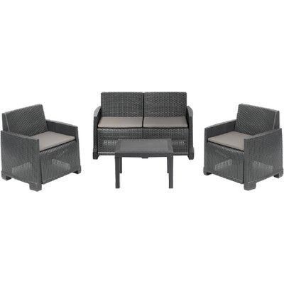 SET RATTAN ISEO PROGARDEN - PP ANTRACITE CF=PZ 4 + CUSCINI