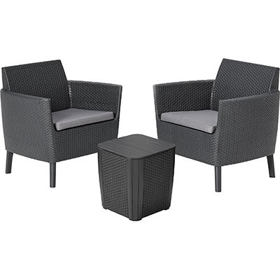 SET RATTAN SALEMO BALCONY KETER - PP GRAPHITE CF=PZ 3 + CUSCINI