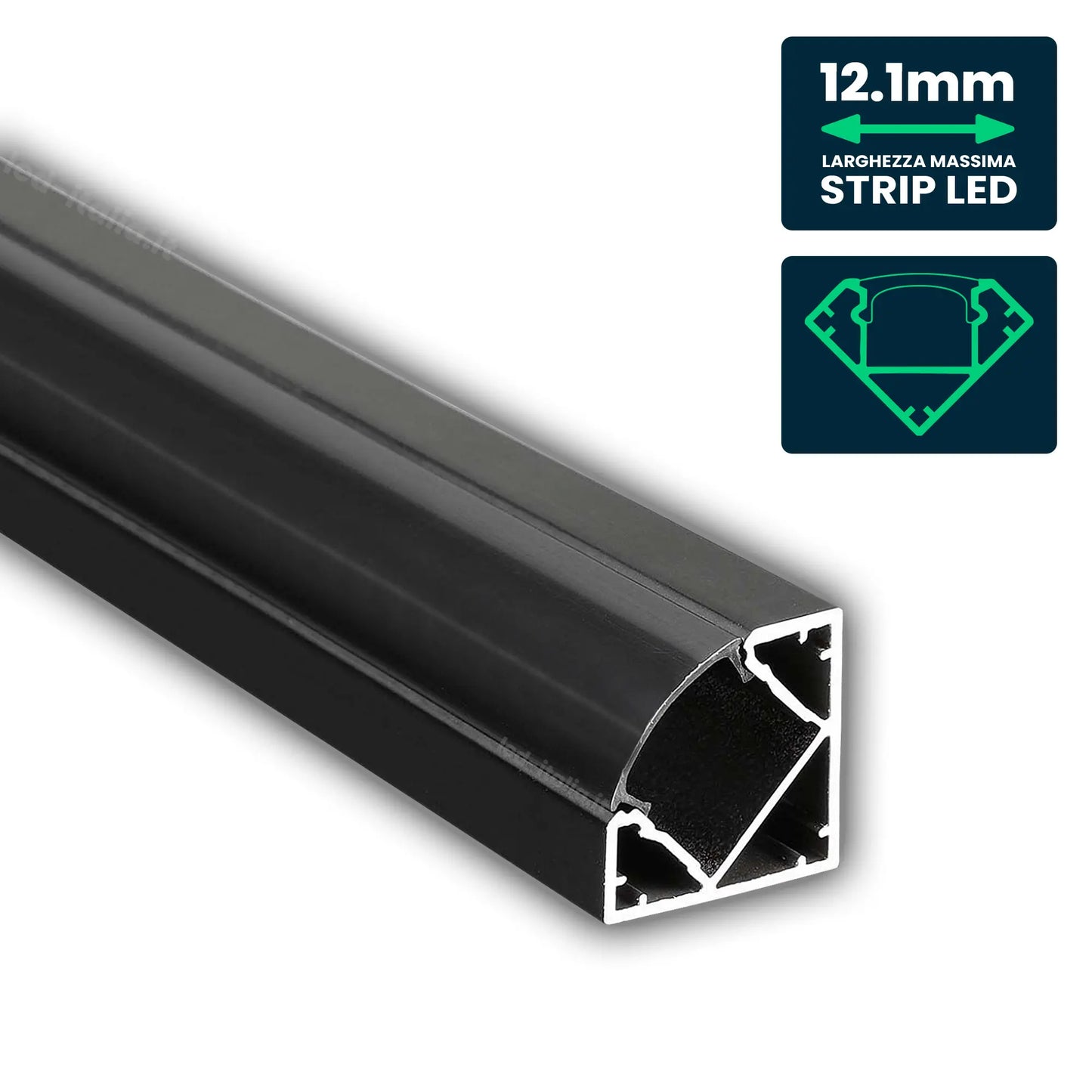 Led Strip Mounting Kit With Diffuser Aluminum 2000* 19*19MM Black Housing
