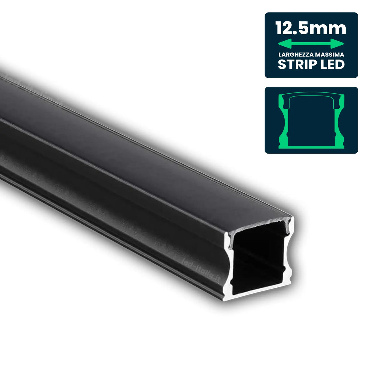 LED Strip Mounting Kit with Diffuser Aluminum 2000* 17.2*15.5mm Black Housing