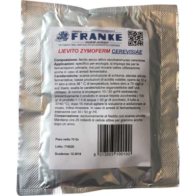 LIEVITO ENOLOGICO ZYMOFERM CEREVISIAE FRANKE - GR 75