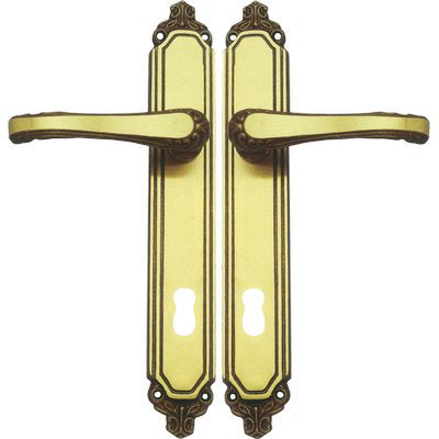 MANIGLIA EXPORT PLACCA FORO PATENT - OTTONE BRONZATA SFUMATA Q8 I.MM 90 CF=PZ 2