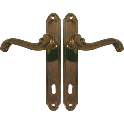 MANIGLIA BAROCCO PLACCA FORO PATENT - OTTONE BRONZATA Q8 I.MM 90 CF=PZ 2
