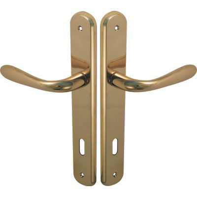 MANIGLIA GOCCIA OTTONE PLACCA FORO PATENT - ZAMA OTTONE LUCIDO Q8 I.MM 90 CF=PZ 2