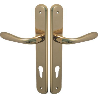 MANIGLIA GOCCIA OTTONE PLACCA FORO SAGOMATO - ZAMA OTTONE LUCIDO Q8 I.MM 90 CF=PZ 2