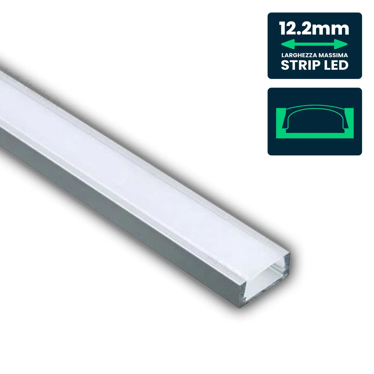LED Strip Mounting Kit with Diffuser Aluminum 2000*16*7mm Milky