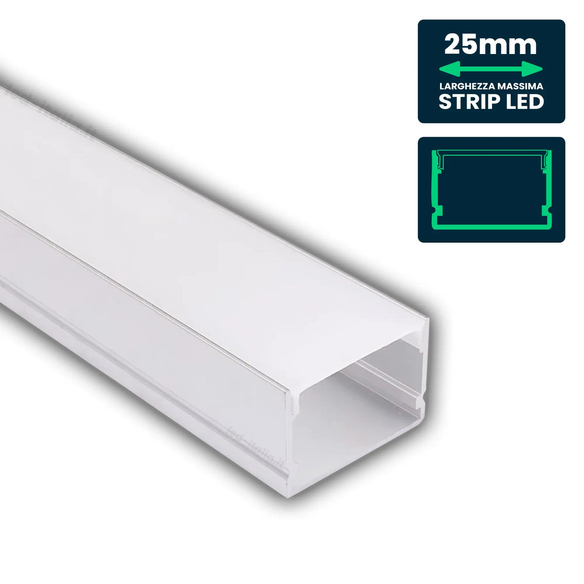 LED Strip Mounting Kit with Diffuser Aluminum 2000*30*20mm Milky