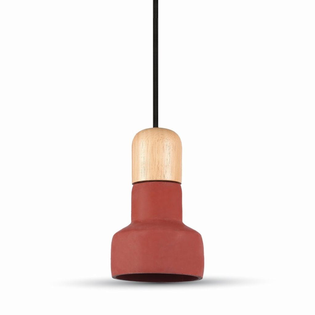 Pendant Light Concrete+Wood Red D:125mm