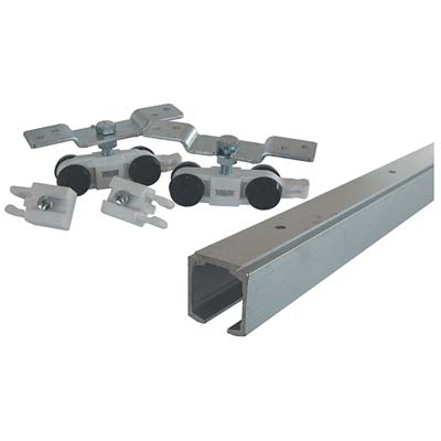 PORTA SCORREVOLE A SOFFITTO IN KIT 1400 OMGE - KG 80 BINARIO ALLUMINIO CM 230 X PORTA CM 111/130