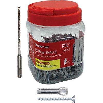 TASSELLO NYLON SX 8S PLUS VITE TSP PROPACK FISCHER - CF=PZ 120 + 1 PUNTA SDS PLUS MM 8