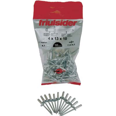 RIVETTO A STRAPPO ALLUMINIO TESTA LARGA FRIULSIDER - MM 4,8X16 TESTA MM 14 CF=PZ 50