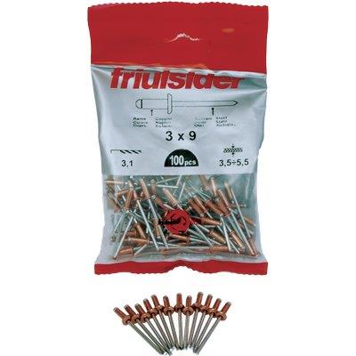RIVETTO A STRAPPO RAME FRIULSIDER - MM 4 ,0X 9 CF=PZ 100