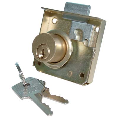 SERRATURA A CILINDRO X MOBILI DA APPLICARE - ACCIAIO D.OTTONATO C.OTTONE MM 20X20 E.MM 25
