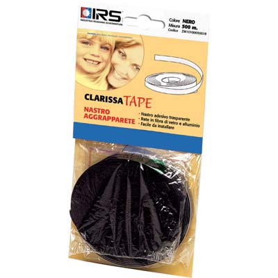 NASTRO AGGRAPPA ZANZARIERA CLARISSA TAPE SELF IRS - ADESIVO NERO ML 5 X RETE FIBRA