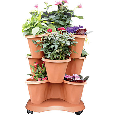 VASO TRIFOGLIO + SOTTOVASO + RUOTE BAMA - PP TERRACOTTA D.CM 40 H.CM 51 CF=PZ 3