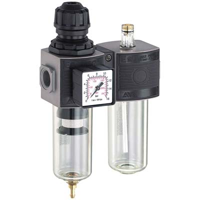GRUPPO FILTRO REGOLATORE LUBRIFICATORE E/12/2 ANI - MODULARE ATTACCO 1/4F +MANOMETRO