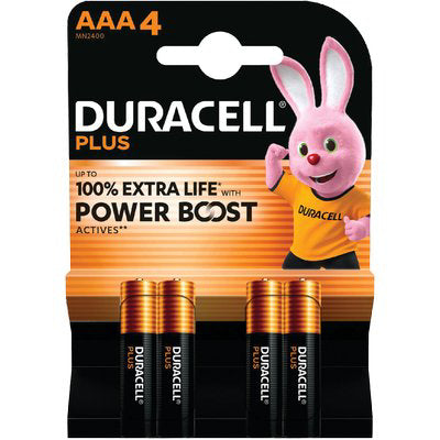 PILA MINI STILO AAA PLUS POWER BOOST DURACELL - ALCALINA VOLT 1,5 CF=PZ 4
