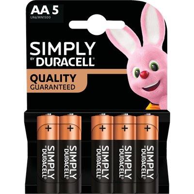 PILA STILO AA SIMPLY DURACELL - ALCALINA VOLT 1,5 CF=PZ 5