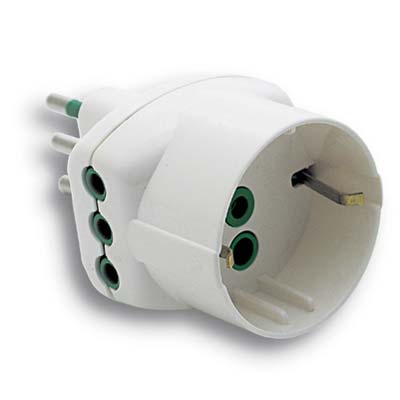 ADATTATORE TRIPLO 10A-10A+SCHUKO FME - BIANCO 2P+T