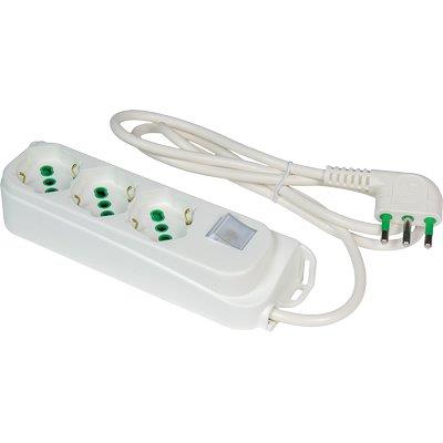 MULTIPRESA BIPASSO SCHUKO + INT.LUM RETAIL FME - BIANCO POSTI 3 2P+T 16A N°XMMQ 3X1,0 MT 1,5