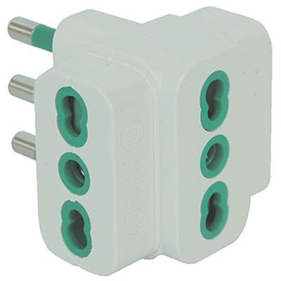 ADATTATORE TRIPLO 16A-16A GARANTI - BIANCO 2P+T
