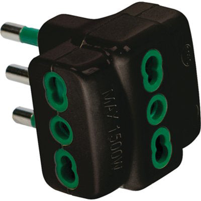 ADATTATORE TRIPLO 16A-16A GARANTI - NERO 2P+T