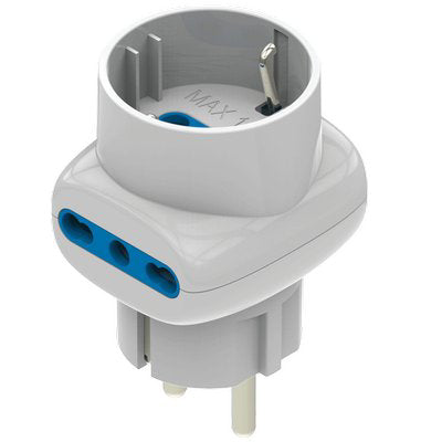 ADATTATORE TRIPLO SCHUKO-16A+SCHUKO AIGOSTAR - BIANCO 2P+T