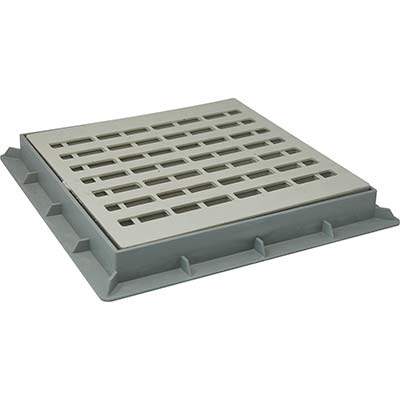CHIUSINO GRIGLIATO X POZZETTO DERIVAZIONE - PLASTICA CM 40X40 + TELAIO