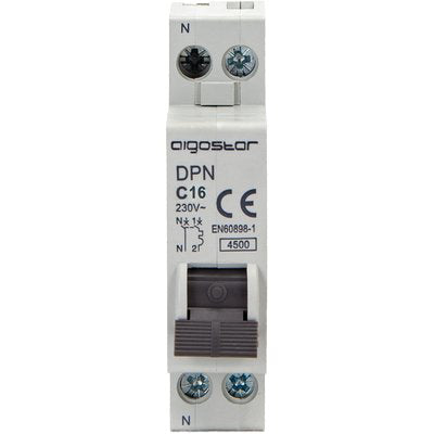 INTERRUTTORE MAGNETOTERMICO 1 POSTO AIGOSTAR - 1 P+N VOLT 230 A 16 KA 4,5 BIPOLARE