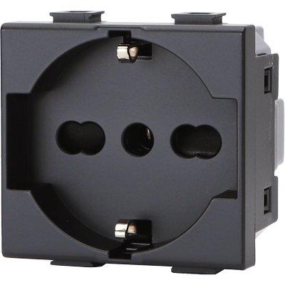 PRESA SCHUKO + SICUREZZA ABM - NERO VOLT 250 A 10/16 2P+T